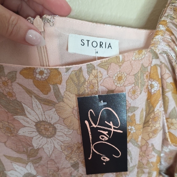 Storia Whimsical Floral Mini Babydoll Dress Fairycore Cottagecore Boutique Mediu - Picture 4 of 13